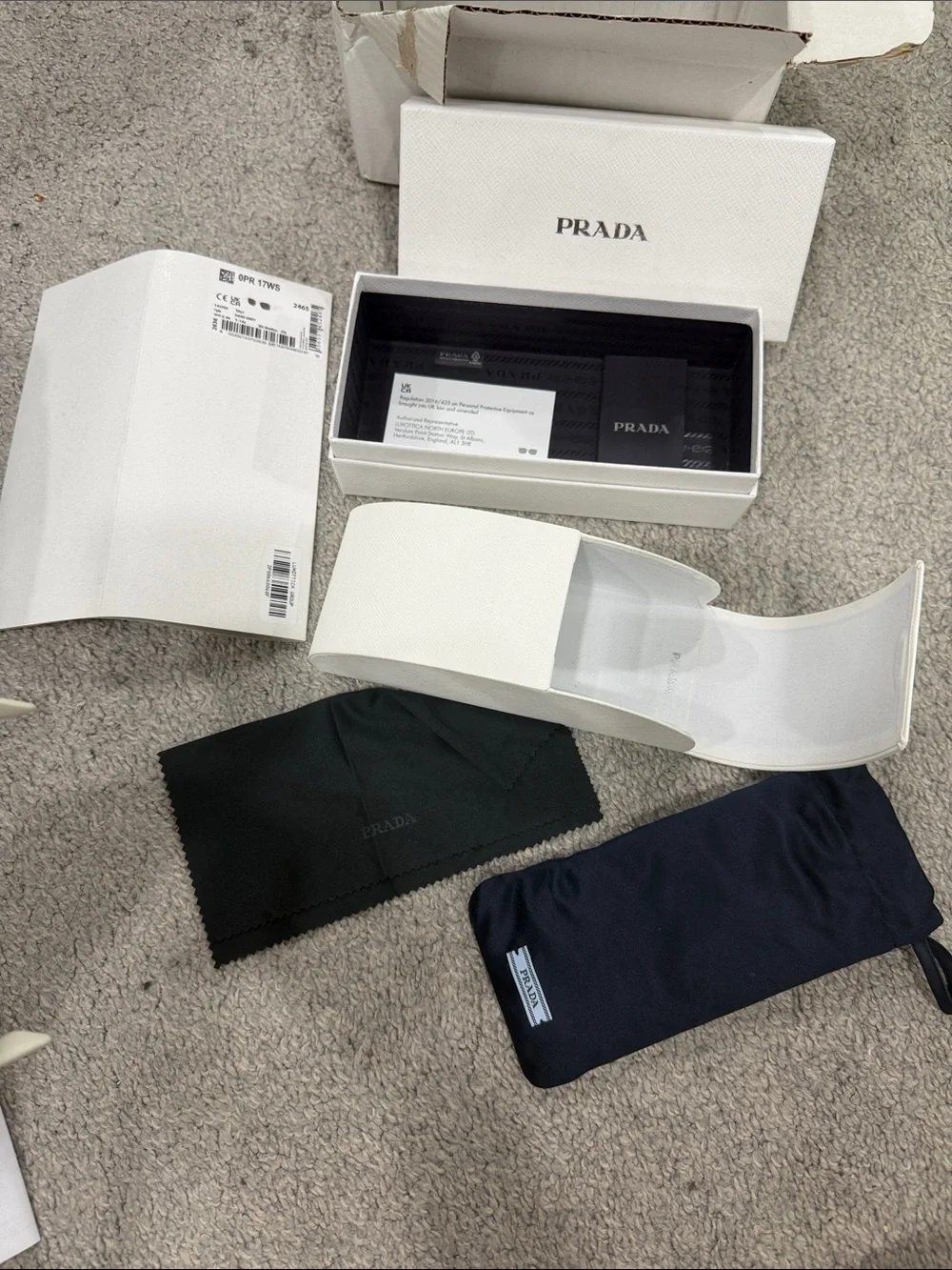 Prada White Rectangular Sunglasses with Dark Lenses 0PR 17WS Talc Smoke Grey